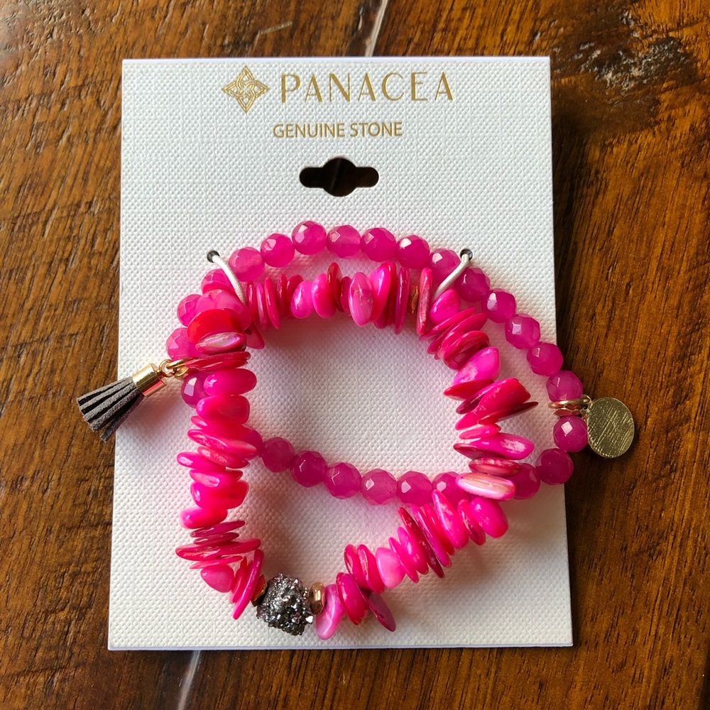 Panacea Pink Stretch Natural Stone Bracelet Set